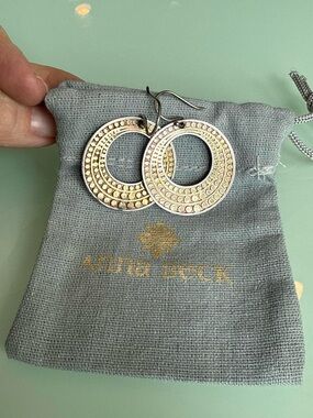Anna Beck Two-Tone Textured Circle Drop Earrings in Gold and Silver